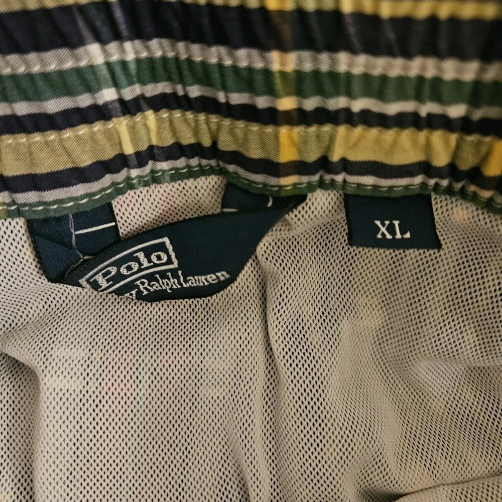 Polo Ralph Lauren Swim Trunks Adult XL  Plaid Lined Board Shorts Red‎ Pony Mens